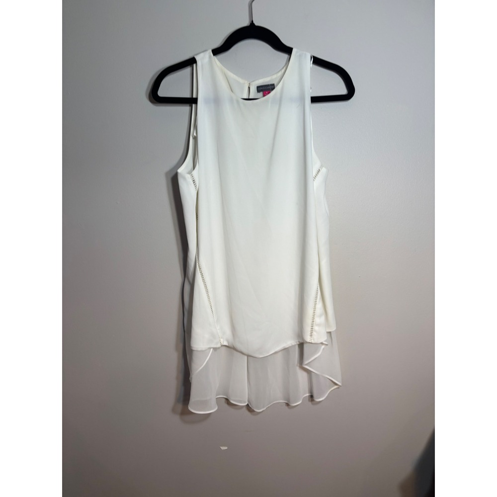 Vince Camuto Ivory White Sleeveless High Low Layered Blouse Small